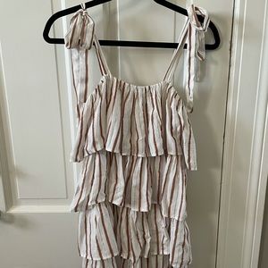 tularosa orange and white ruffle dress